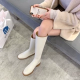 【Sheii Su Yinyin】 Отличный стиль ~ Camellia подлинный кожаный обратный удар и бархатные длинные ботинки для женщин для велосипедных сапог