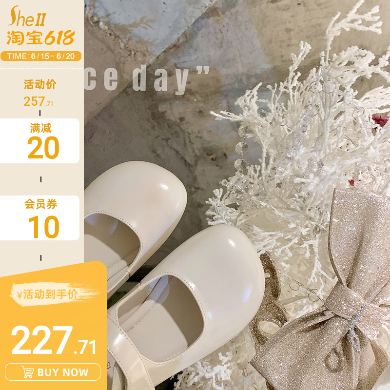 (sheii Suyin Yin) Less-age cute ~ Big Wavea head cingulum Genuine Leather Mary Rare Shoes Woman Flat Bottom Shoes