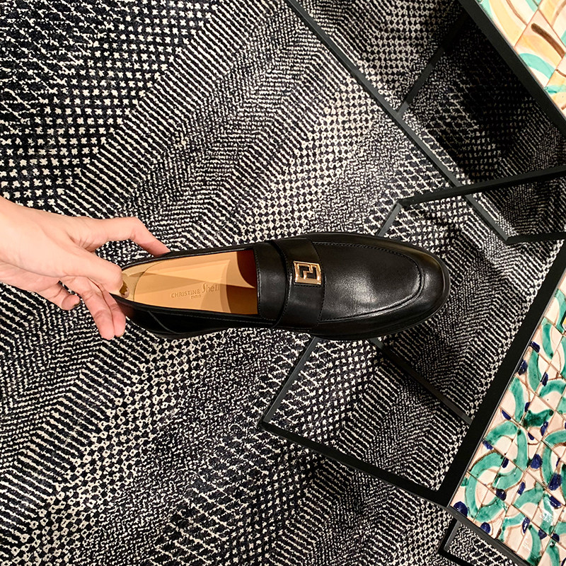 (shei Susinyin) Private collections ~ vintage series letters One foot pedal flat flat Lefoe shoes small leather shoes