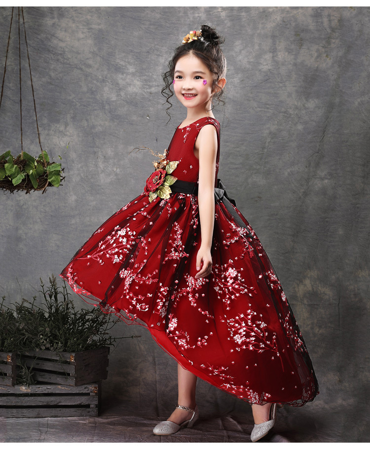 Đầm trẻ em váy trong váy trẻ em lớn catwalk chủ nhà cô gái hoa biểu diễn váy piano phong cách mới shop quần áo trẻ em