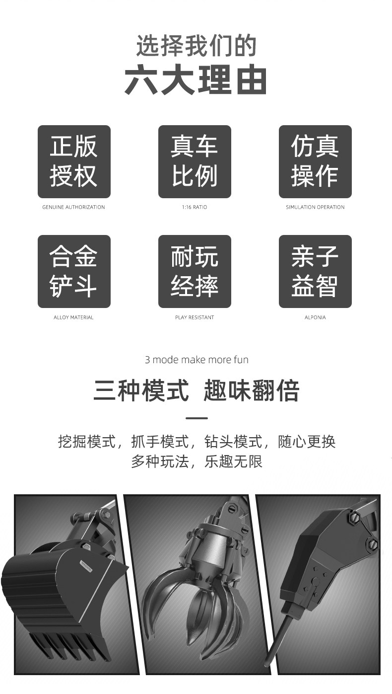 双鹰 儿童遥控玩具挖掘机 图2