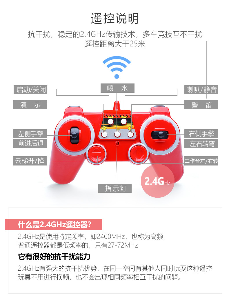 Double Eagle 119 Thang nâng điện Điều khiển từ xa Xe cứu hỏa Trẻ em Đồ chơi trẻ em Mô hình Bộ phun nước lớn đồ chơi điều khiển từ xa
