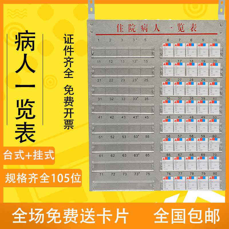 一览表不锈钢住院病人一览表医务人员登记卡片医院床头卡台式挂式