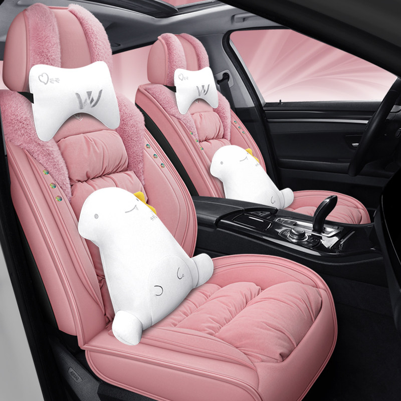 22 new winter warm and thicker plush car cushion winter feather seat seat cover full pack