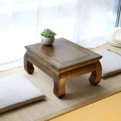 Tatami coffee table Old elm solid wood zen Japanese low Kang table Bedroom sitting floor tea table Balcony bay window small table