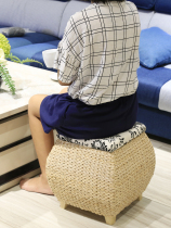 Change of shoes stool storage for sitting stools rattan choreography containing bench covered fields Sitting Box Art Style Handcrafted Grass choreography