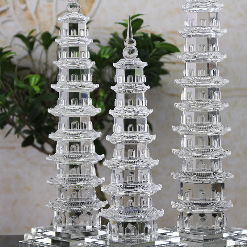Living room Book room swing piece Crystal Wenchang Tower 7 floors 9 floors 11 layers Process Gift decoration Decorations Wenfeng Tower K9 Desktop retro