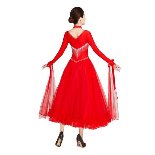 Новая юбка для современного танца, тонкое эластичное платье, вальс, социальный танец, бальные танцы, свинг-платье, платье для соревнований