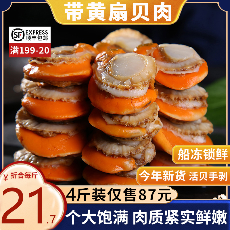 4 Jin Super Fresh Scallop Meat Alive Fan Garlic Hibiscus With Yellow Scallop Meat Frozen Seafood Aqua Hot Pot Commercial