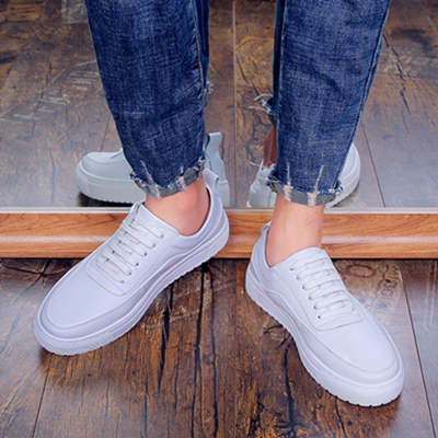 Thick-soled white shoes men's leather winter 2021 new men's white shoes sports and leisure inner height-increasing board shoes men's breathable