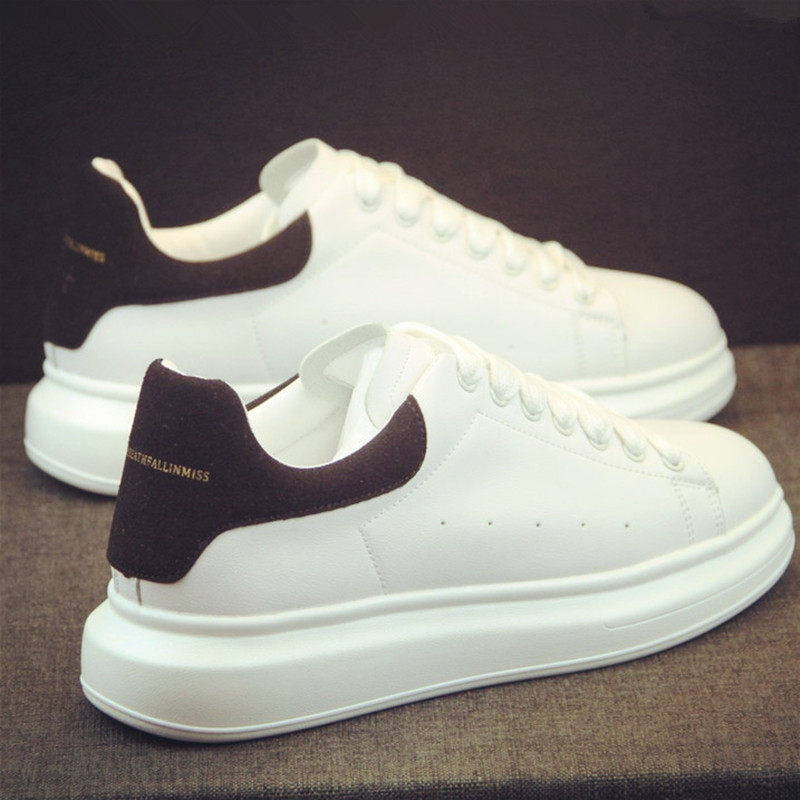 Small white shoes male leather sports Han edition casual couples shoes simple breathable inside elevated plate shoes male tide