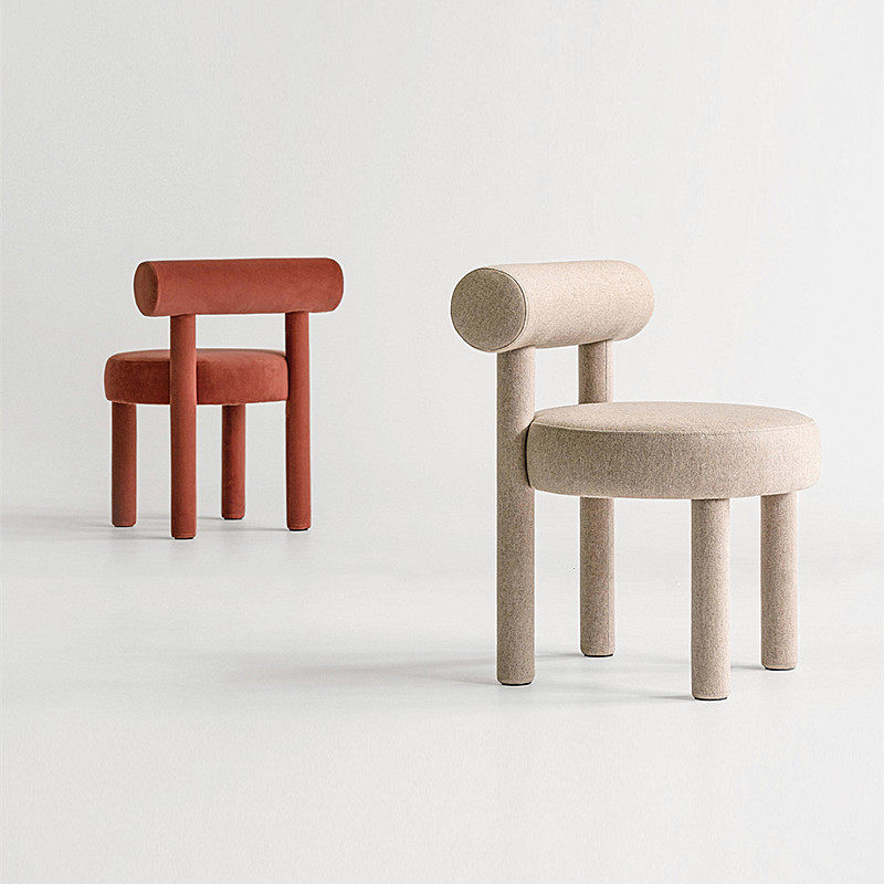 Nordic designer geometric ball chair backrest dining chair net red book chair model room fabric single sofa chair makeup stool