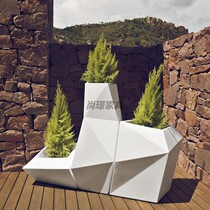 Glass fiber reinforced plastic geometric section flower pot outdoor shopping mall diamond combination flower creative floor-to-ceiling large vase Mei Chen custom