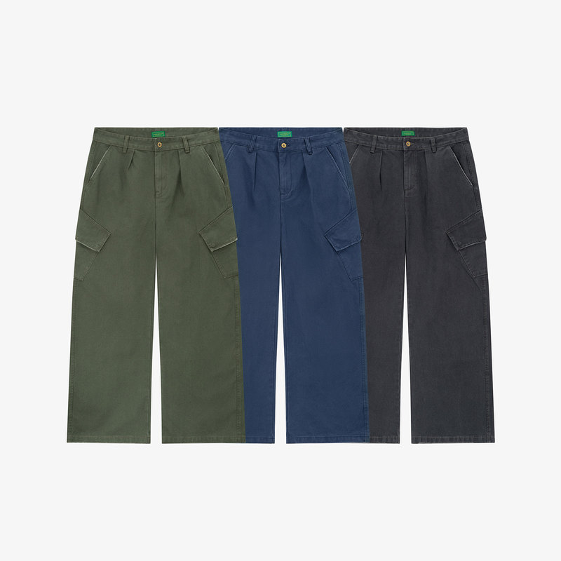 No Logo / Shift Cargo * Washed and Distressed Pearl Canvas Loose Straight-Leg Cargo Pants with Pockets No Logo / Shift Cargo * Washed and Distressed Pearl Canvas Loose Straight-Leg Cargo Pants with Pockets
