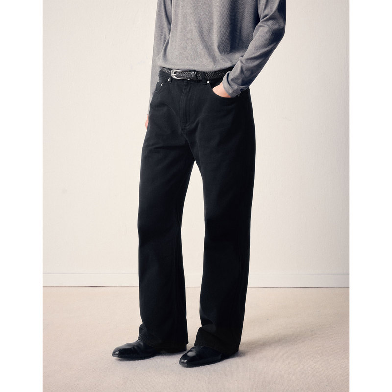 No Logo / Washed and Distressed Straight-Leg, Slightly Loose Fit, Brushed, Comfortable, Casual, Work-Appropriate Pure Cotton Pants
