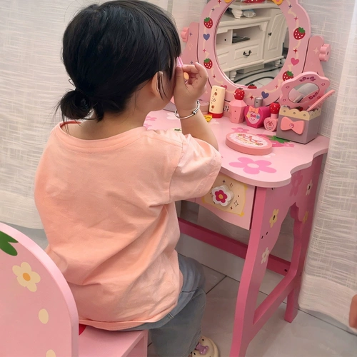 Игрушка для макияжа, детский набор, деревянная семейная база под макияж для принцессы, коробка для косметики, лак для ногтей, подарок на день рождения