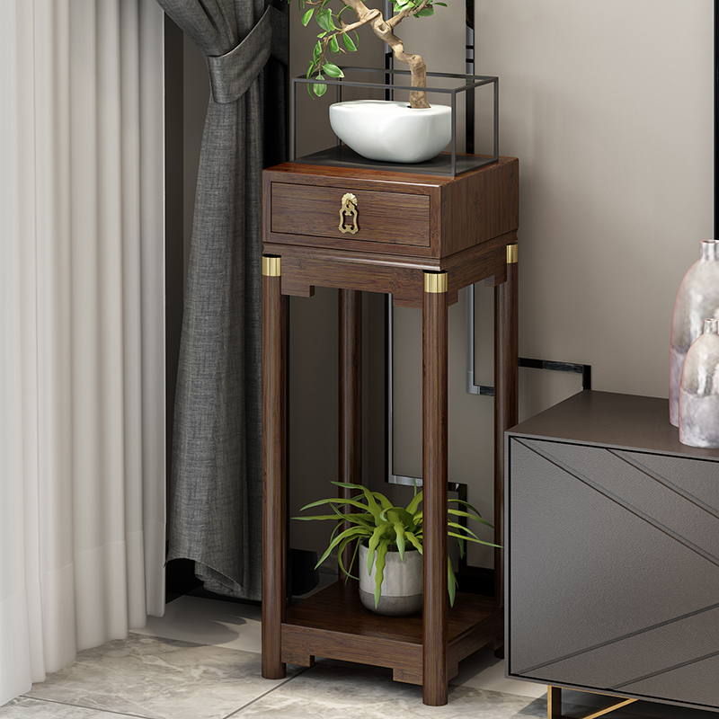 New Chinese Flower Shelf Living Room Floor Room Several Indoor Solid Wood Balcony High-end Flower Bottle Frame