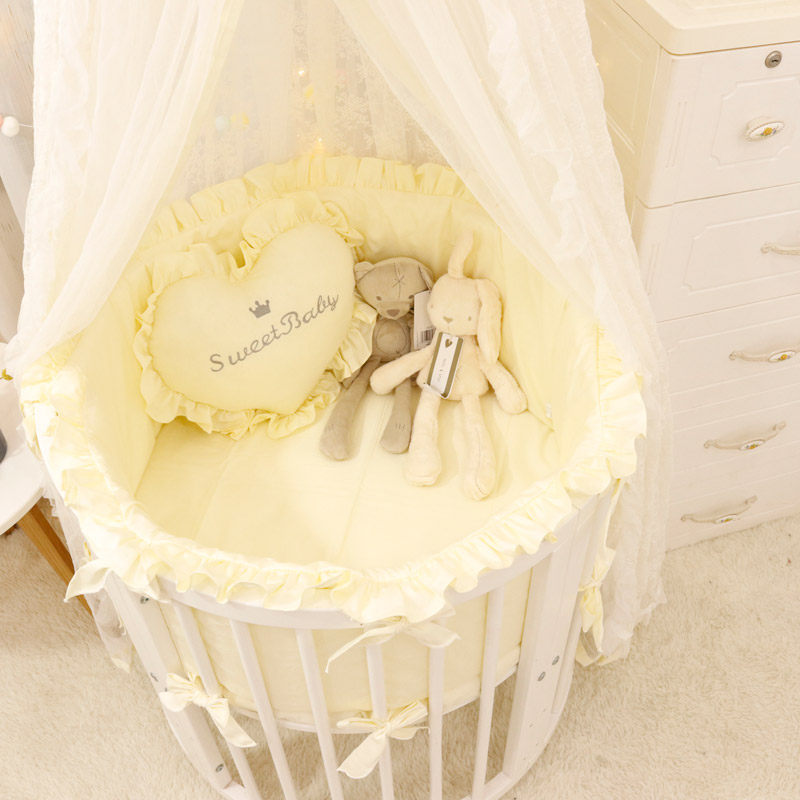 Aidole custom Oval Crib bedside anti-collision cotton removable ins newborn bedding kit