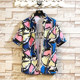American Hawaiian Printed Shirt Men's Short Sleeve Summer Hong Kong Style Japanese Five-point Half-sleeved Clothes Men's Beach Shirt