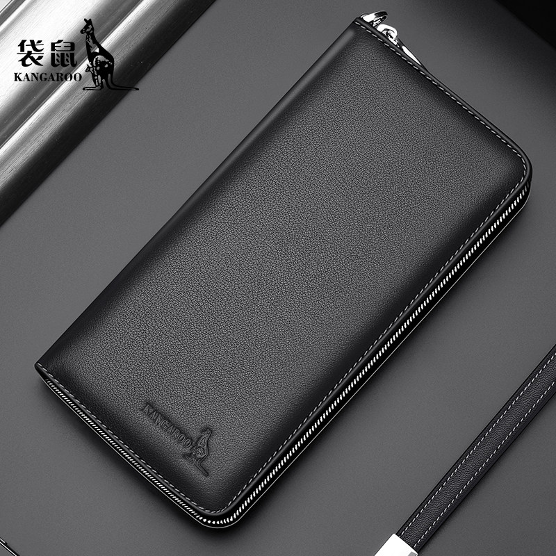 Kangaroo Wallet Men's Long Genuine Leather Handbag 2021 New Fashion Brand Leather Wallet Clutch Bag Cowhide Zipper Clutch Bag