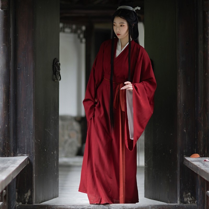 【Chaoguang】Original Hanfu for Women, Authentic Wei and Jin Dynasty Style, Straight Skirt Set, Elegant Long Robe with Wide Sleeves, Spring and Autumn Style for Daily Wear