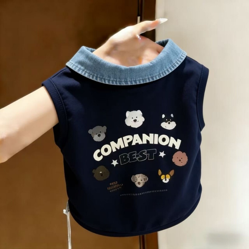 Cat Clothes Summer Vest Polo Shirt Pet Thin Style Ragdoll Gold and Silver Gradient Blue Cat Small and Medium-Sized Cat Clothes Trendy