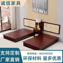 Hotel bed full set soft bag backrest hotel bed custom twin bed apartment room single room rental house standard room bed box