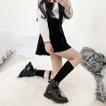 Han produced: cool velvet calf socks College wind black and white knee socks Japanese and Korean student dance socks