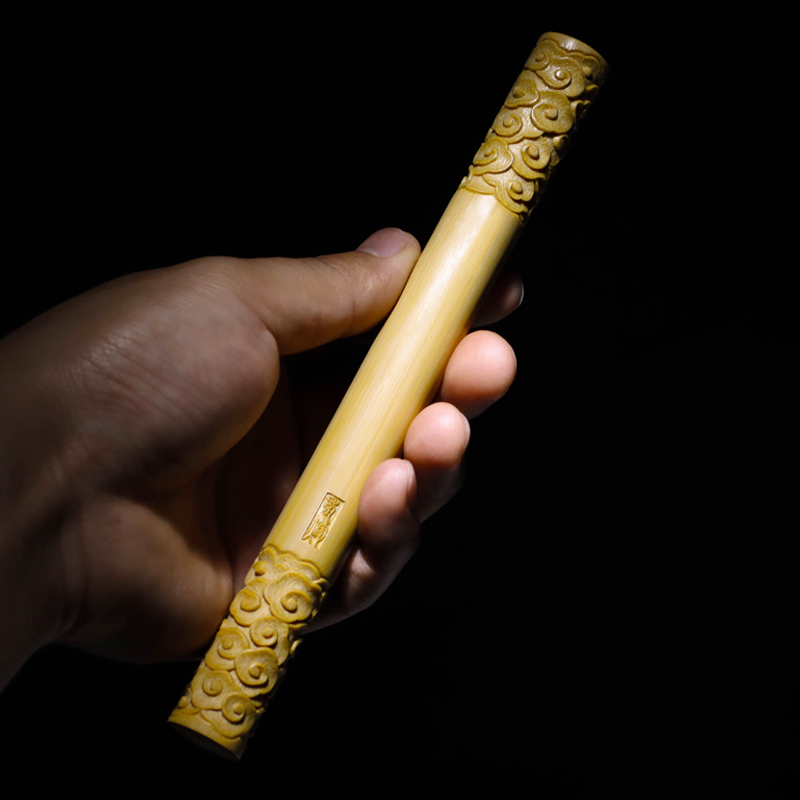 Handmade Custom Bamboo Sculpture Old Jade Bamboo Damo Figure Ruyi Golden Stirrup Orchid Solid Bamboo Collection Pendulum Play Handlebar Pieces