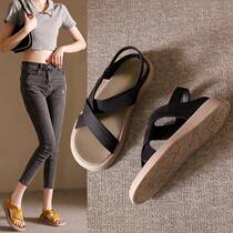 Size 35-42 large size womens shoes 43 soft leather sandals for women 2023 new flat bottom hollow Roman shoes sandals for fat feet