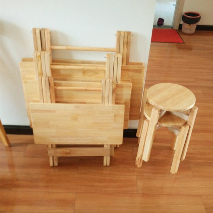 Bàn gấp gỗ sồi Bàn gỗ rắn di động bàn vuông nhà ăn bàn học bàn gấp bàn mạt bàn cờ vua - Bàn bàn máy tính nhỏ gọn