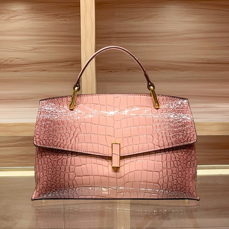 Factory Direct Supply of Fashionable Crocodile Pattern Handbags 2025 New Model Genuine Leather Cross-Border Shoulder and Crossbody Large Bag