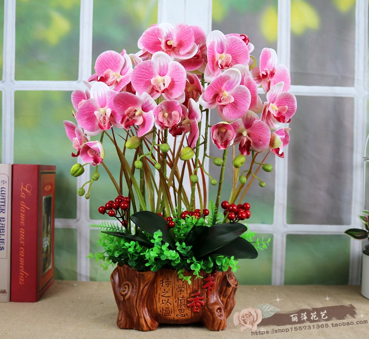 Trang trí trang trí mô phỏng PU Phalaenopsis chậu phụ kiện nhà phòng khách TV tủ hoa giả cây xanh trang trí hoa - Trang trí nội thất trang trí nội thất