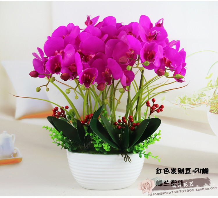 Trang trí trang trí mô phỏng PU Phalaenopsis chậu phụ kiện nhà phòng khách TV tủ hoa giả cây xanh trang trí hoa - Trang trí nội thất trang trí nội thất