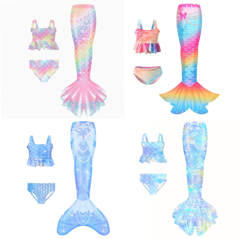 Children's Swimsuit Bikini Girl Mermaid Tail Costume Little Girl Princess Skirt Baby Swimsuit Set