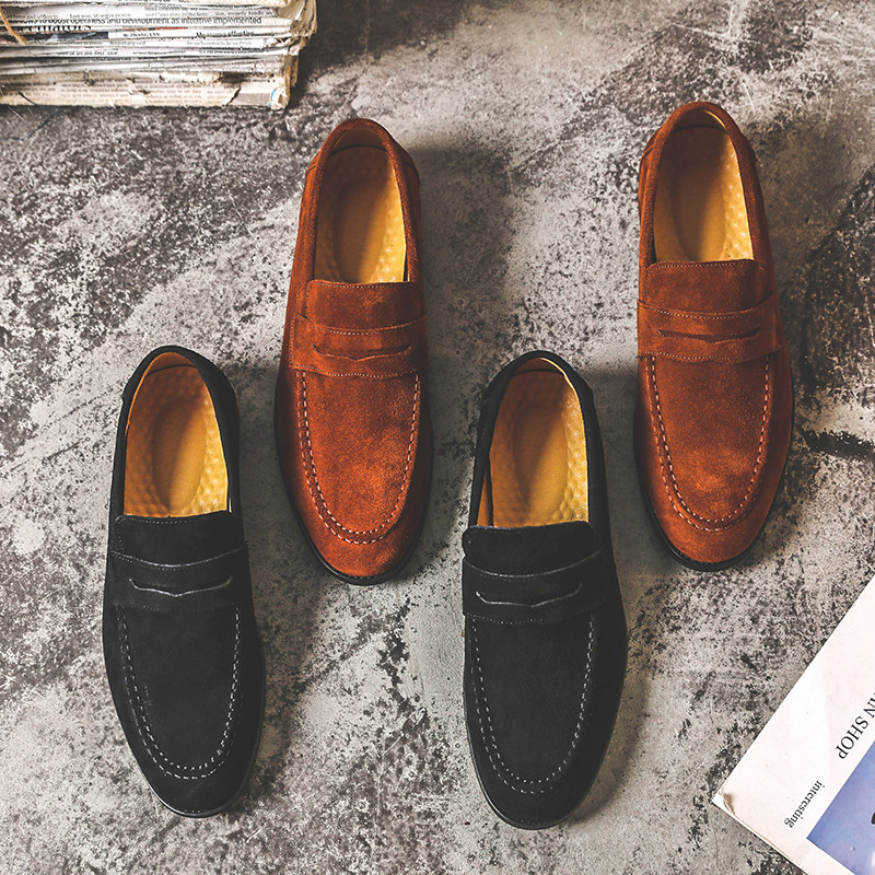 Doudou shoes 2021 new breathable men's casual shoes leather trend shoes Korean version men's shoes slip-on loafers