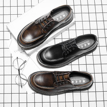 Mens shoes Summer wave shoes 2021 new 100 hitch casual shoes genuine leather round head shoes men Inron small leather shoes youth