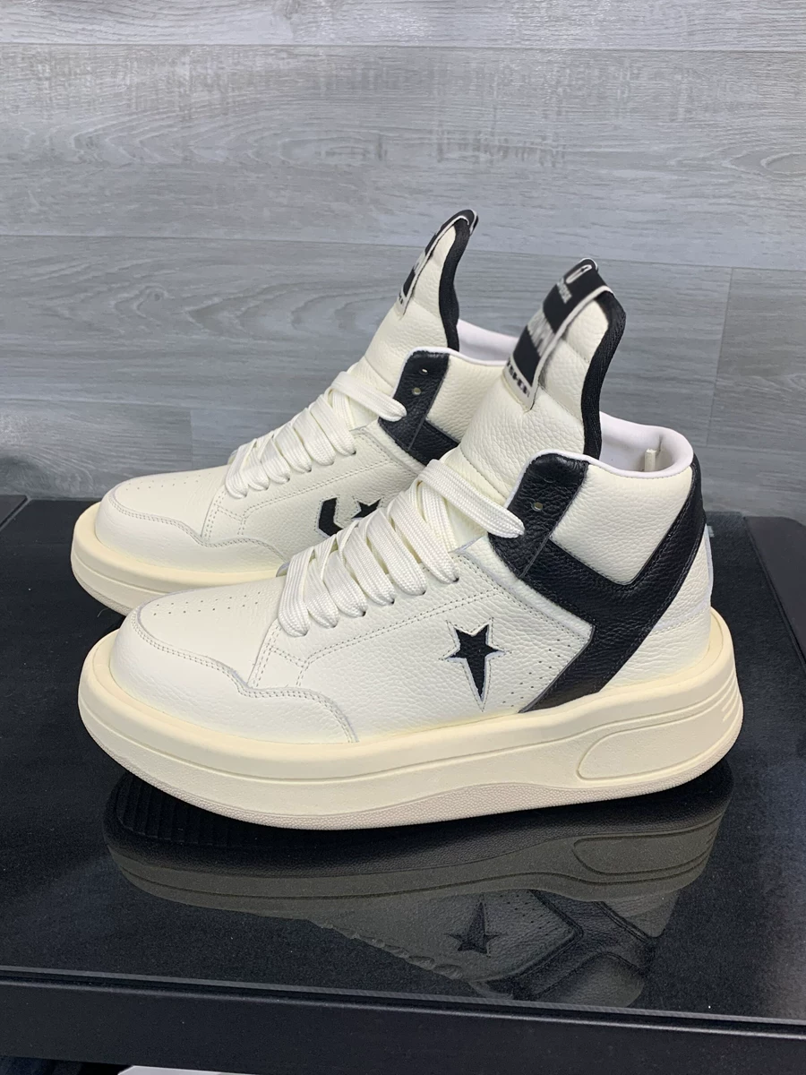 Высокие кроссовки Rick Owens Converse на кожаной основе с толстой подошвой