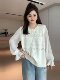 Plus-Size Patchwork Chiffon Knit Shirt for Women, Spring Season, Slimming for Chubby Girls, Unique and Chic, Loose-Fitting Top