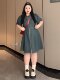 Plus-Size Designer Zipper Denim Dress for Summer, Conceals Belly Fat, Slimming, French-Style Shirt Dress