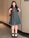 Plus-Size Designer Zipper Denim Dress for Summer, Conceals Belly Fat, Slimming, French-Style Shirt Dress
