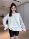 Plus-Size Patchwork Chiffon Knit Shirt for Women, Spring Season, Slimming for Chubby Girls, Unique and Chic, Loose-Fitting Top