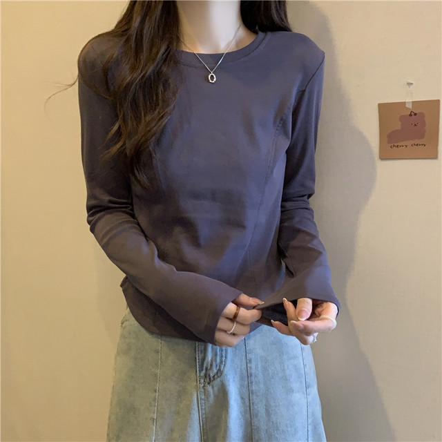 Plus-Size, Slightly Chubby, Regular Shoulder, Long-Sleeved T-Shirt for Women, New Autumn and Winter Style, Inner Layer, Base Shirt, for Chubby Women, Covers the Belly, Makes You Look Slimmer