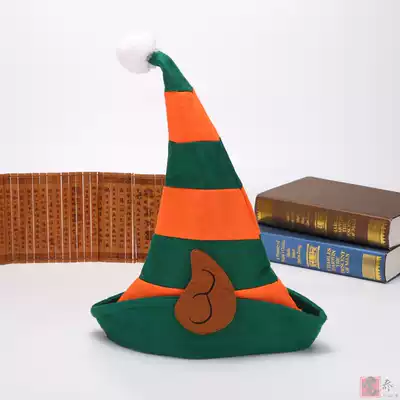 Mingwei elf Christmas hat non-woven elf ear green orange red green striped hat Halloween Christmas