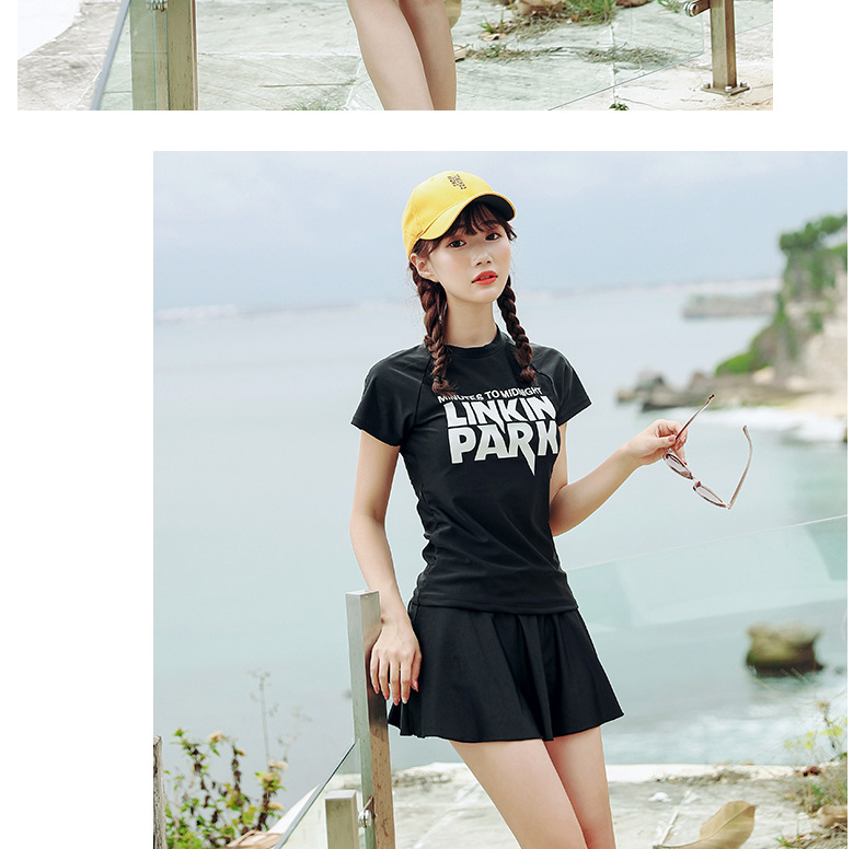 Đồ bơi thể thao nữ tay ngắn chia ba mảnh sinh viên bảo thủ che bụng thon váy gợi cảm mùa xuân nóng bỏng - Bộ đồ bơi hai mảnh 	mẫu áo tắm 2 mảnh	
