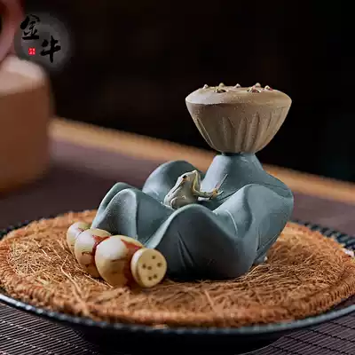 Golden cattle purple sand Lotus cover frog tea pet can raise creative taste boutique tea set tea ceremony tea table ornaments accessories