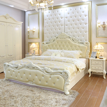 European-style bed Double bed carved 1 8 meters solid wood bed Pastoral bed Princess bed storage wedding bed Bedroom complete set of furniture