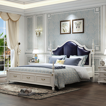 Solid wood bed Double bed American style light luxury bed European style bed Master bed Modern minimalist 1 8m princess wedding bed