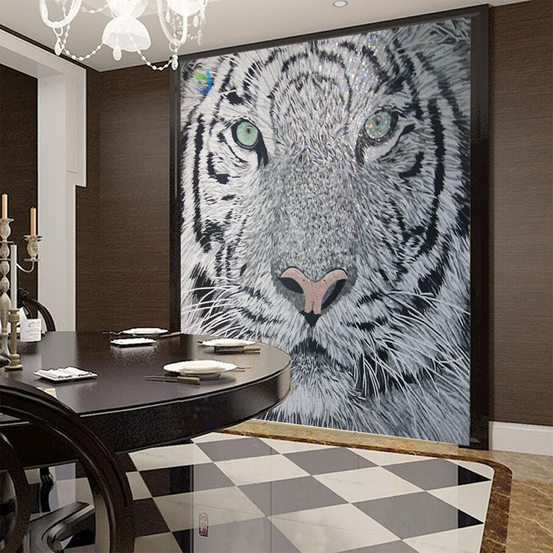 Ice jade tiger glass brick Mosaic tile wall sticker Mosaic background wall Entrance painting Building materials background wall Living room