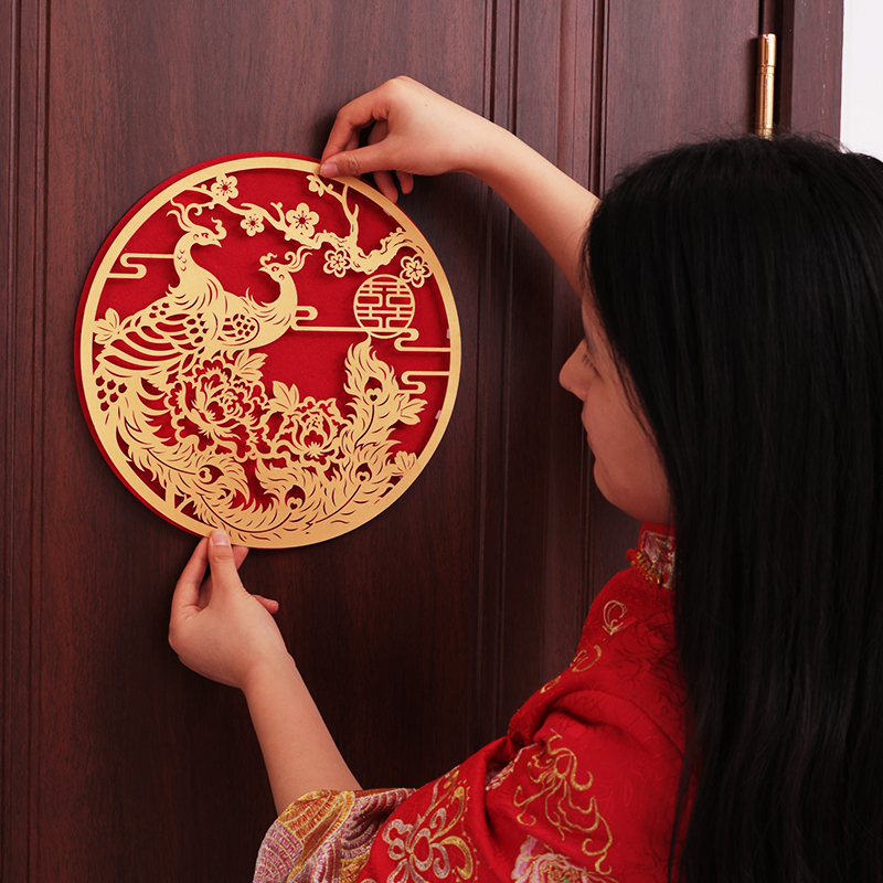 Wedding happy word paste window window flower decoration wedding staircase wedding special door supplies living room wedding room decoration